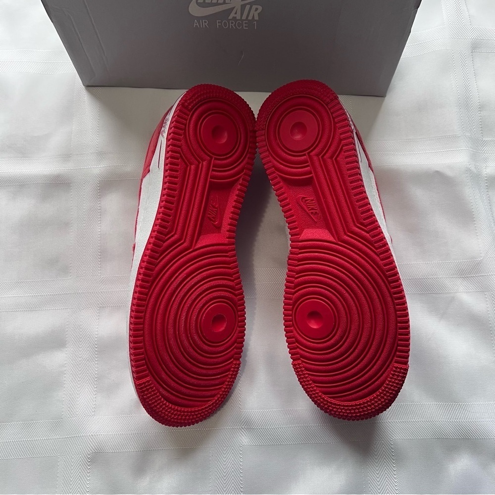 Nike Air Force 1 GS Red & White Low Tops Youth 6.5Y Valentine Vibes - Picture 9 of 12
